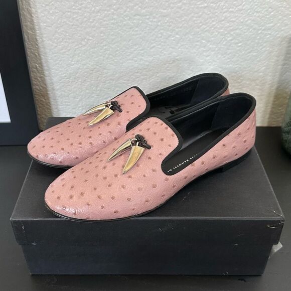 Giuseppe Zanotti Ostrich Textured Leather Slip On Stylish Loafer - Picture 6 of 13